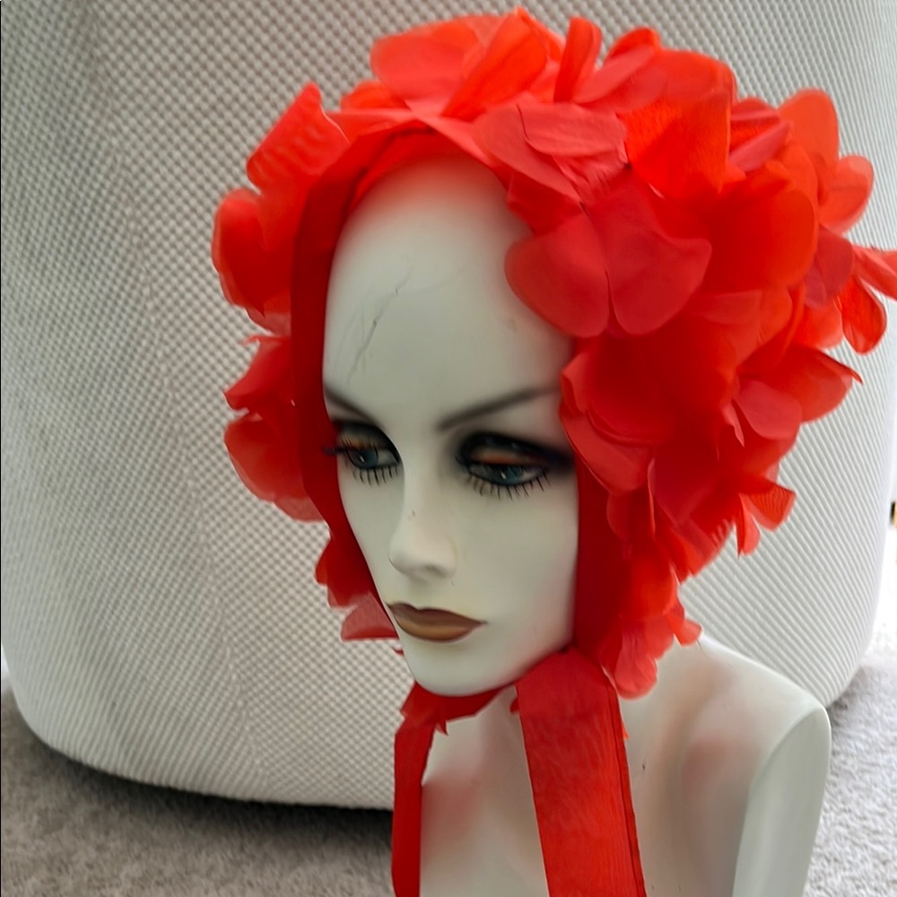 Vintage Red Sheer Floral Headscarf